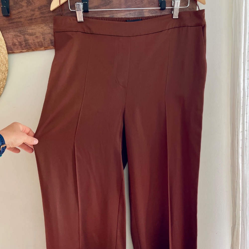 JOSEPH | Luxury Tova pure silk-satin straight-leg pants in copper brown XL - Picture 11 of 14